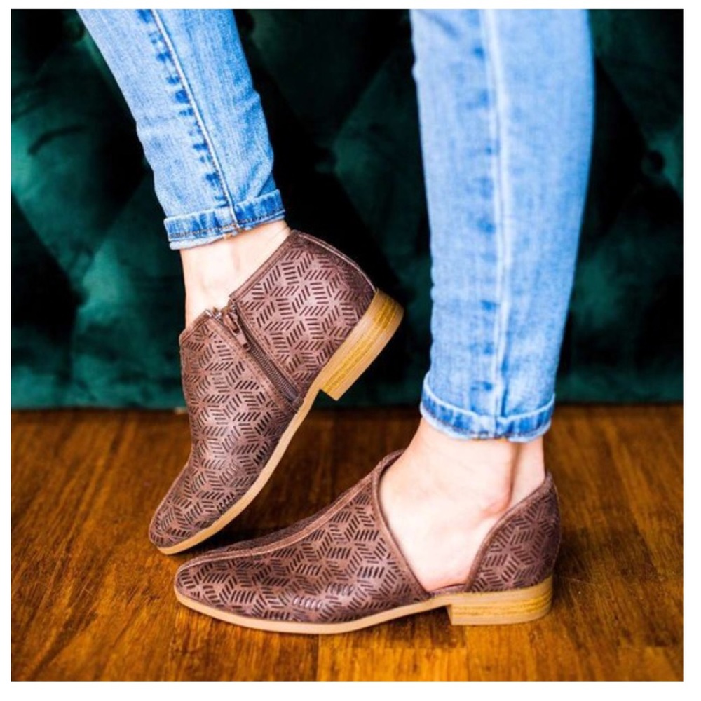 ✨Vegan Leather Perforated Slip On Booties - Picture 7 of 7